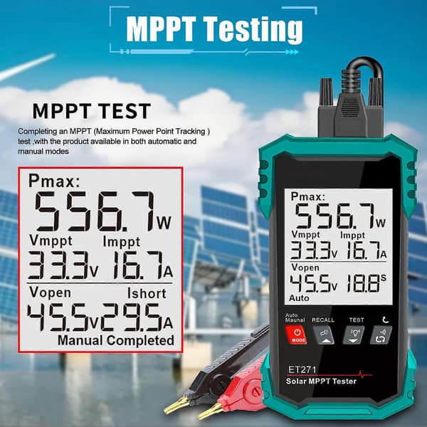 MPPT Effektivitetstester til Solcelleanlæg 1600W Strømmåling 1600W Solpanel Tester Flerfarvet Multicolor