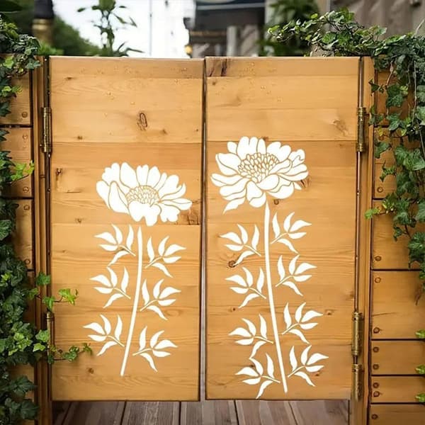 Stora blomstermallar för trädgårdsstaket, återanvändbara målningsschabloner, 6 st pcs B- 35.5 cm x 30.5 cm