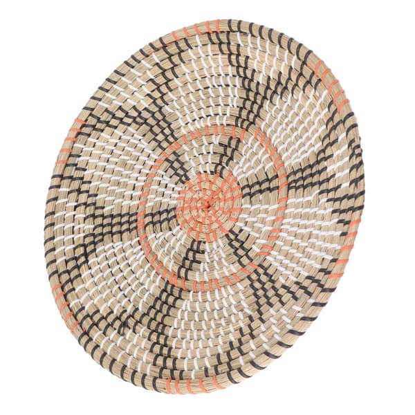 [RM]Runda gräsväggdekorationer 35 cm diameter handstickade hängande vävda väggkorgar för vardagsrum kök stil 3