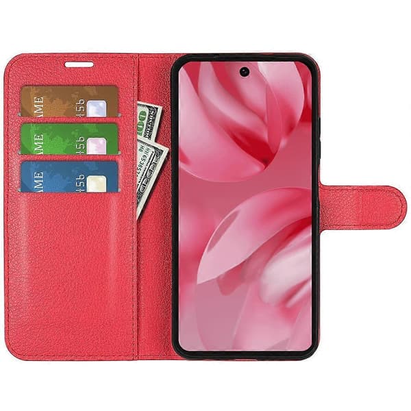 [RM] Litchi læder-telefonetui til Google Pixel 10 / 10 Pro Red For Google Pixel 10 / 10 Pro