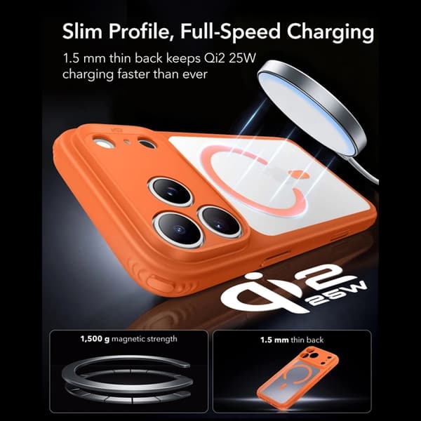 ESR Mobilskal til iPhone 17 Pro /18 Pro Magsafe Classic Hybrid - Frosted Orange 50