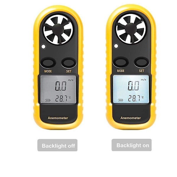 Digital Anemometer, Vindhastighetsmätare, Luftflödeshastighet Temperaturmätning Vindkyla Med Termometer LCD Bakgrundsbelysning För Segling Surfing Fiske Etc