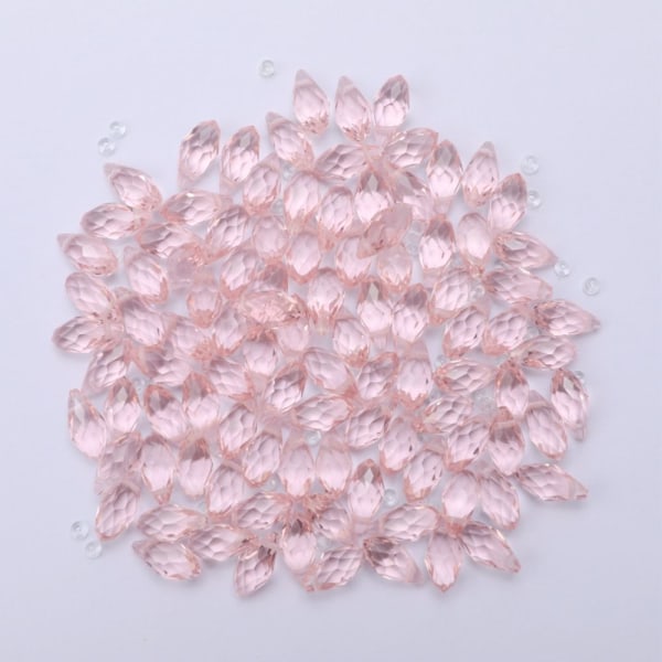 100x kristallglas facetterade pärlor Charm borrade hängen DIY Craft Pink