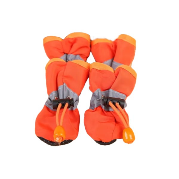 4 st/ set Vattentäta hundskor för sällskapsdjur Halkskyddade regnstövlar Skor för små katter Hundar Valp Hund Sällskapsstövlar Pet Paw Accessoarer Orange XS