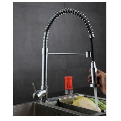 [RM] Brushed Nickel Kitchen Faucet with Pull-Out Spray, Single Lever Sink, Pull-Down Spring Kitchen Faucet
