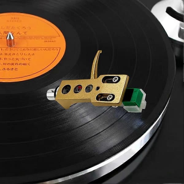 AT3600L Stylus+Platespiller Headshell Kit Universal Phono Pickupmontering for LP Vinyl Platespiller B Gold & green