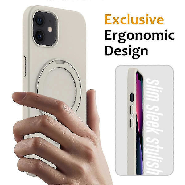 [RM] Magnetic Case for iPhone 11 with Ring Stand PC+Silicone Drop-proof Phone Case Sti Style A