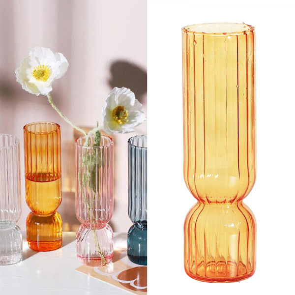 Modern Glasblomma Vas Hydroponisk Bordsdekoration Terrarium Växthållare Cylinderbehållare Orange