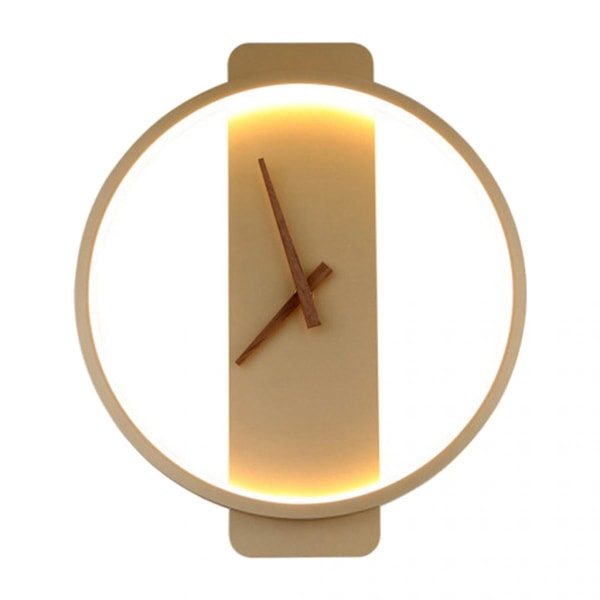 Modern LED-lampa Väggklocka Minimalistisk Silent Quartz Mechanism Heminredning Guld Rund