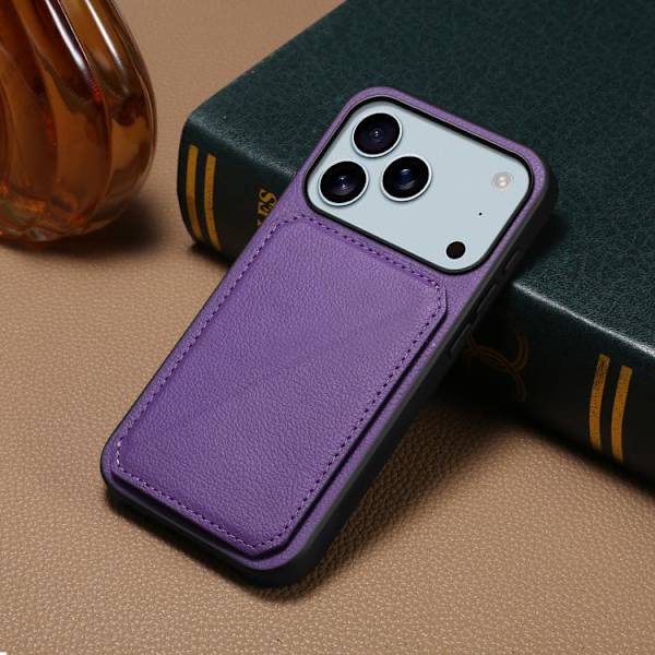 [RM]iPhone 17 Pro Case - Calf Texture with Double Card Slots Purpur