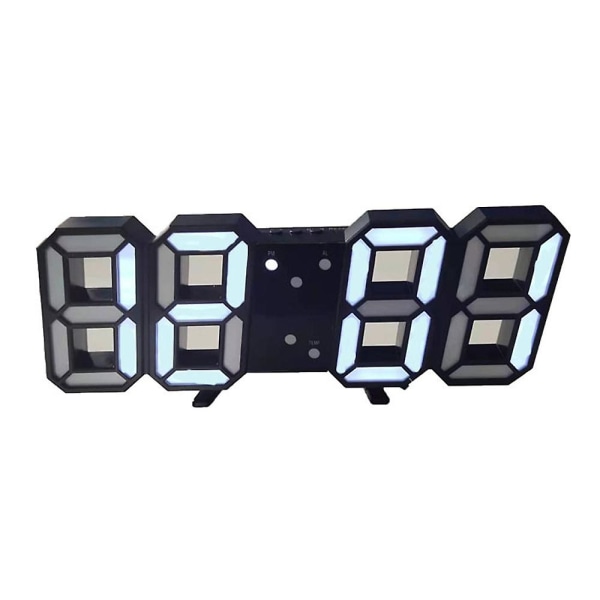 Digital Väggklocka LED Elektronisk Present Väckarklocka Intelligent 3D Digital Klocka Väckarklocka white