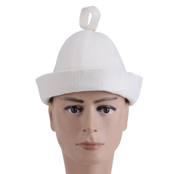 White Wool Felt Sauna Hat for Russian Banya Sauna with Hanging Loop [RM] 0.1