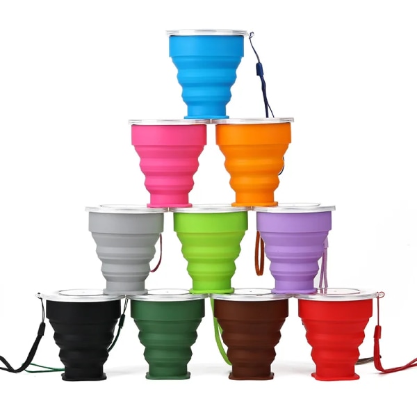 Vikbara Muggar BPA-FRI Vattenmugg Rese Silikon Infällbar Bärbar Utomhus Kaffe Handmugg red 200ml