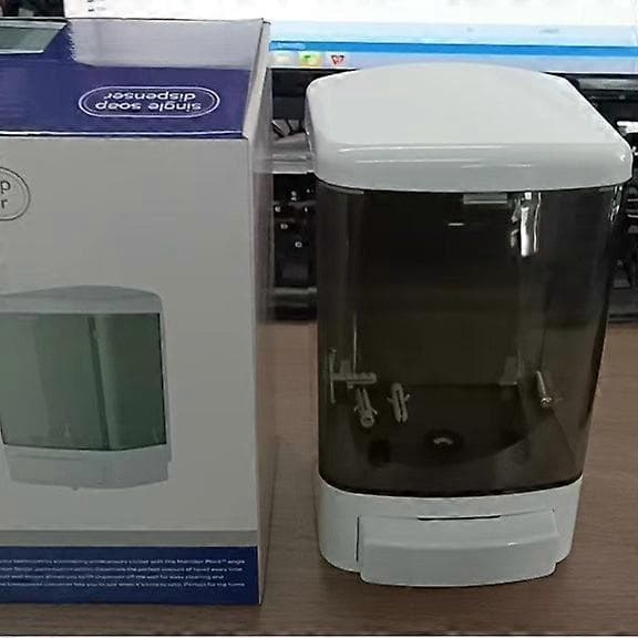 Väggmonterad tvåldispenser, 1000 ml, påfyllningsbar, tryckknapp för badrum & kök, vit-svart