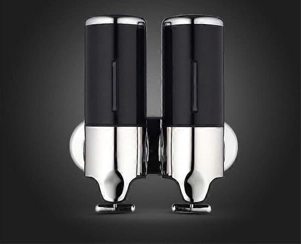 [RM]1350ML Sæbedispenser til badeværelsestilbehør Manuel tryk shampoo balsamflasker brusegel Black Double Barrel