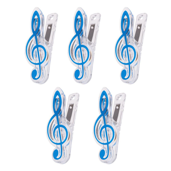 5 Stycken Musiknotklämma Musikbokssida Plast Musikskrivmaterial Blå