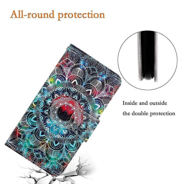 Galaxy A56 5G etui, beskyttende folio-cover med mønstertryk og håndledsrem Multicolor Mandala