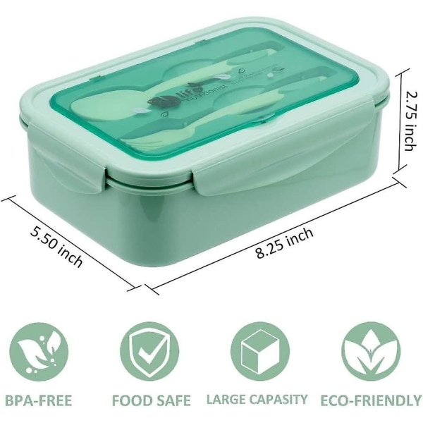 Bento-lådor för vuxna - Bento-lunchlåda för barn för barn med sked och gaffel - Slitstark, läckagesäker för måltid på resan, Bpa-fri och matsäker materia