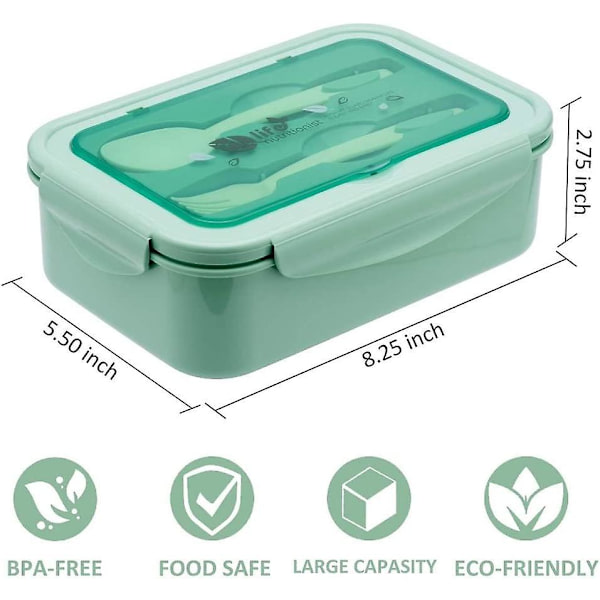 Matlådor Bento för Vuxna - Bento Lunchlåda för Barn med Sked & Gaffel - Hållbar, Läcksäker för Måltider på Språng, BPA-fri och Livsmedelssäker Material