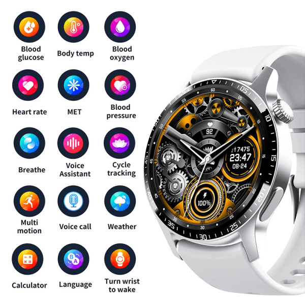 F207 smart watch sport icke - invasiv blodsockermätning smart watch Silver glue