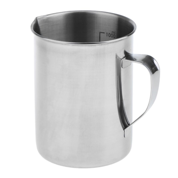1000ml Rostfritt Stål Kök Lab Handtag Vatten Vätska Mätkopp