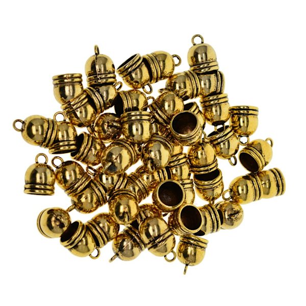50 st 10 mm Klockformad Ändhylsa Mesh Kumihimo Snöre Tofs DIY Tillverkning Antik Guld
