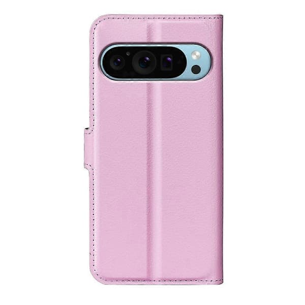 [RM] Litchi læder-telefonetui til Google Pixel 9 / 9 Pro Pink For Google Pixel 9 / 9 Pro