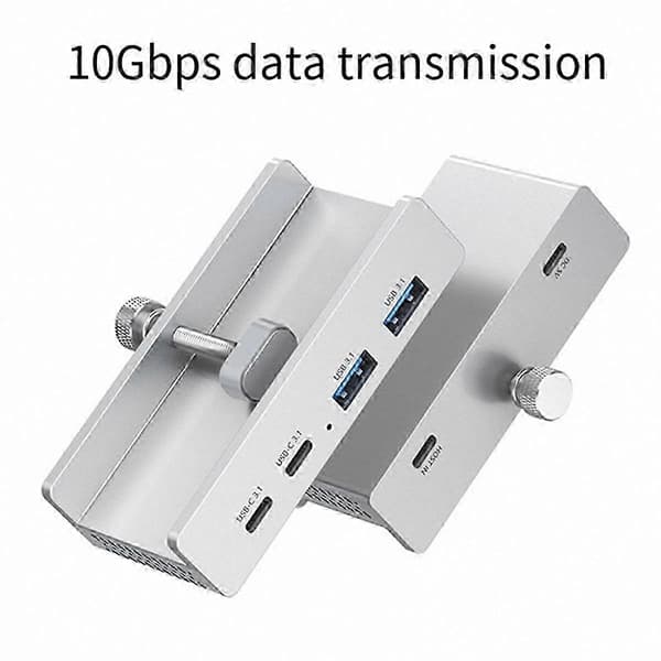 USB 3.2 Hub, 4-ports USB-splitter med klips, Multi-port adapter til bærbar og PC