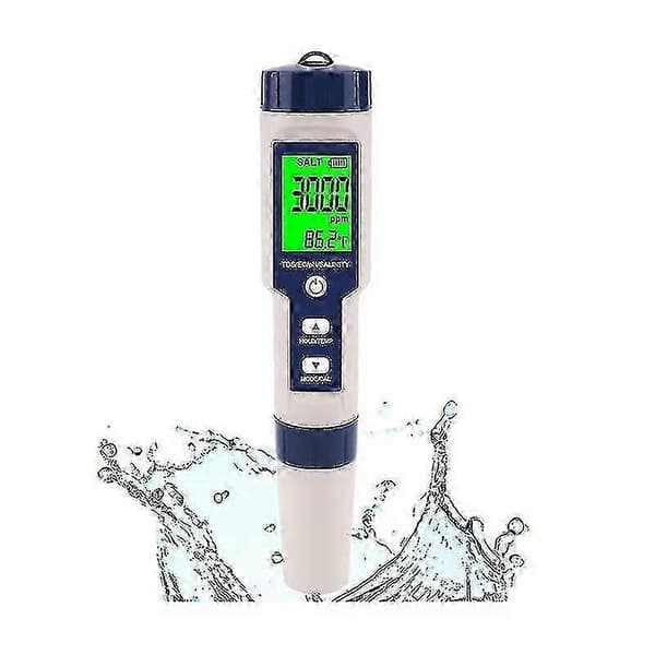 Pool Salt Tester, Digital Salinity Meter, Høj Nøjagtighed 5 I 1 Salinitetstester Til Saltvand, IP67 - Chuan KB