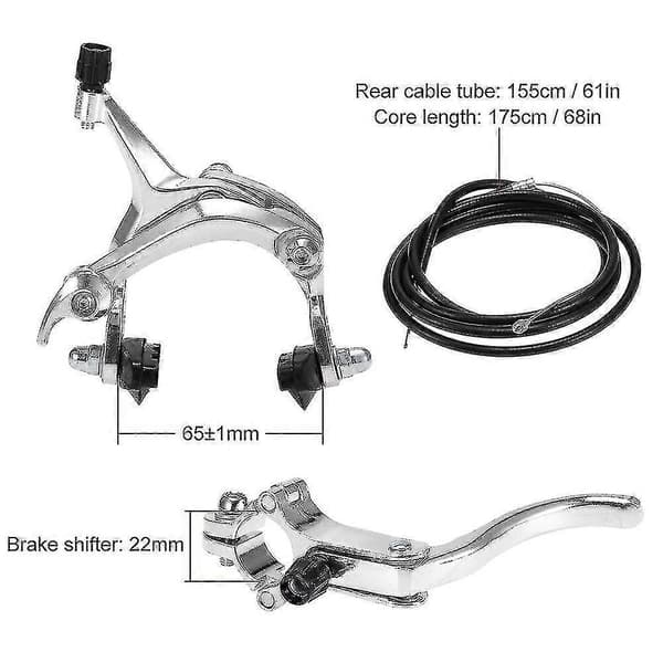 SRBTV-Forreste / Bageste Fixie Cykelbremsesæt Landevejscykel Cruiser Bremsesæt Cykel Caliper Bremsesæt Side Pull silver Front brake set