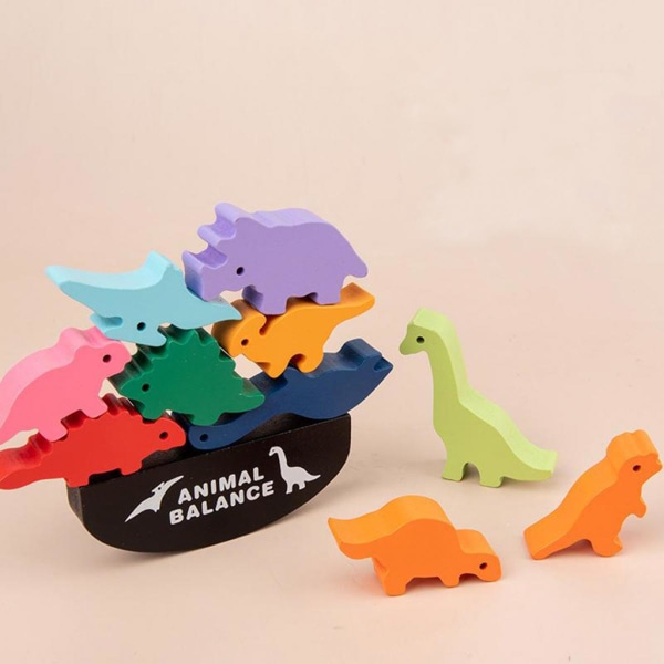 Barn Träblock Leksaker Balansspel Tidiga barndoms kreativa leksaker Dinosauriegåva