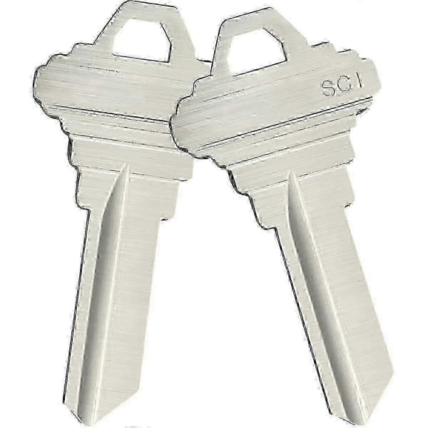100 Pcs Brass & Silver Blank Keys SC1 Key Blanks for Home & Office - 100-Pack