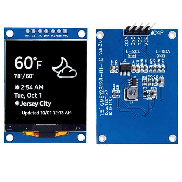 3 stk. 1,5 tommer 128x128 OLED Shield Skærmmodul, SPI I2C Display til STM32 og Arduino DIY