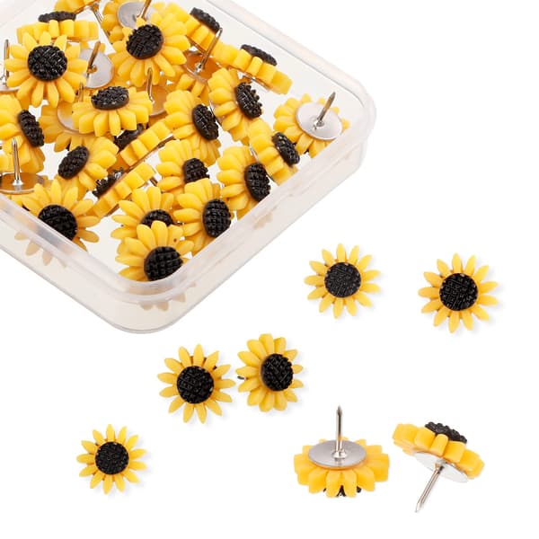 [RM]30 Pcs Sunflower Thumbtacks Push Pins, Cute Decorative Pushpins for Cork Board Push Pins (7.7 cm * 1.7 cm)