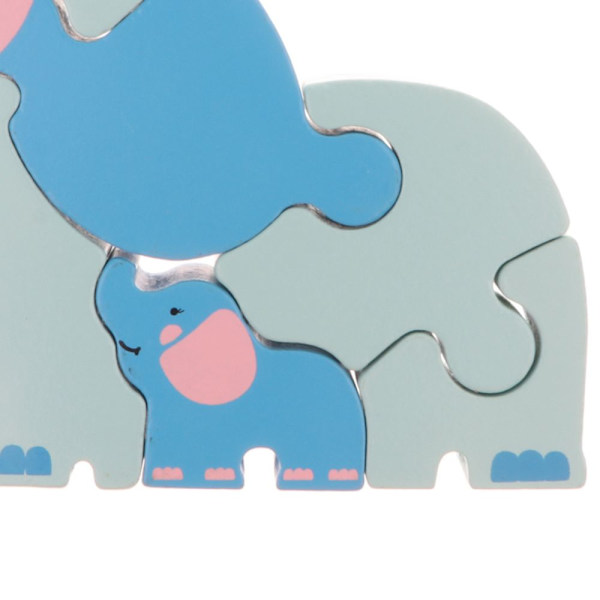 Tecknad Trä 3D Pussel Djurmodell Byggklossar Leksak Elefant