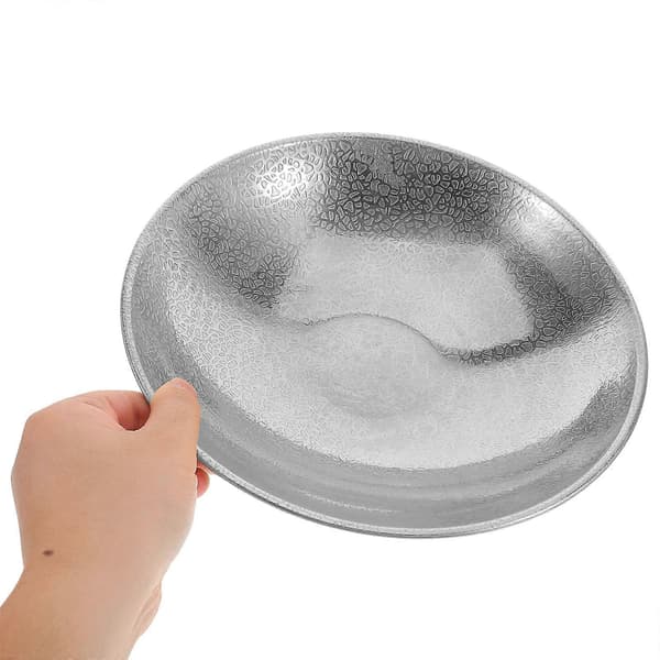 [RM]Dekorativ hamret bolle i rustfritt stål for salatservering, sølv