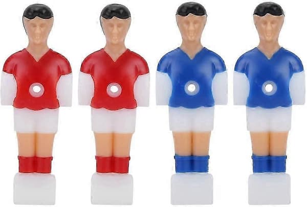 Erstatnings-bordfotballspillere 2 røde 2 blå plastfigurer for bordfotballtilbehør