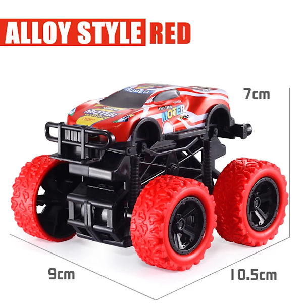 Leksaksbil med dragfunktion, tröghetsrotation, fyrhjulsdriven terrängbil SUV Racing Power Car Leksaksbil för barn Present Alloy Style Red