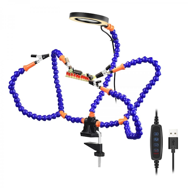 Tredje Hand Assisterande Multipel Lödningsstation med Mini LED-Ficklampa