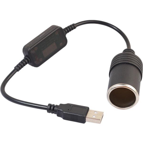 [RM]USB to Cigarette Lighter Socket Adapter Cable Black 5V to 12V
