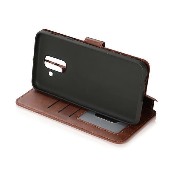 Støtsikkert PU + TPU-skinn-deksel for Samsung Galaxy A6+ Brown