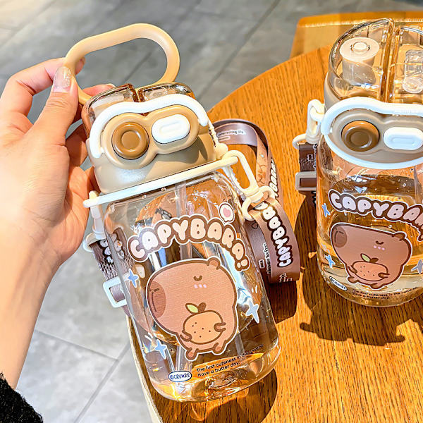 [RM]Funny Capybara Pattern Water Bottle, Double Drinking Cup, Suitable for Various Groups, Suitable for Indoor and Outdoor Use