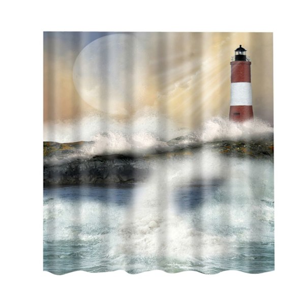 Polyester Duschdraperi Med Krokar Set Heminredning Flaggskepp Badrumsinredning