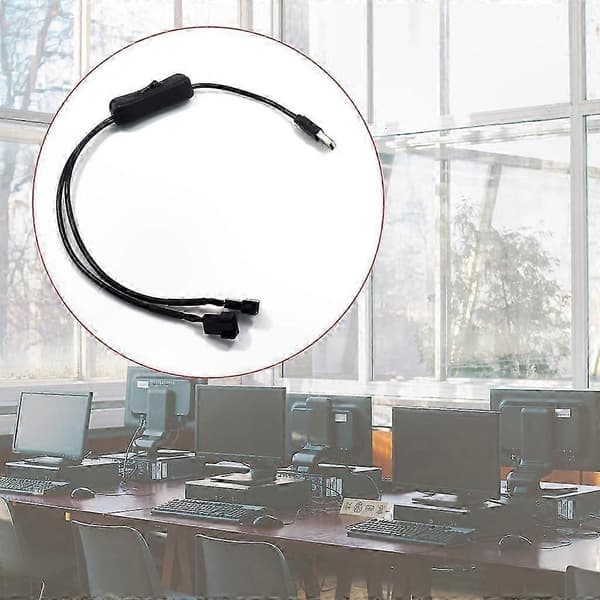 5V USB til 3/4-bens PWM blæserstrømadapter med tænd/sluk-kontakt og kablet kabel