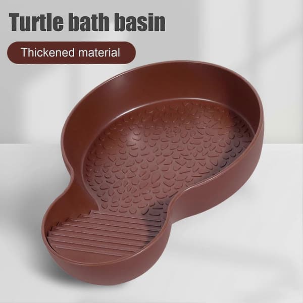 Krybdyrbadebassin Skildpaddefoder- og vandskål med rampe Krybdyrfoderskål Akvarium Dark Red