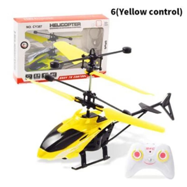 Mini Fjärrkontroll RC Helikoptrar Drönarleksaker Induktionssvävande Säker Falltålig yellow-with RC