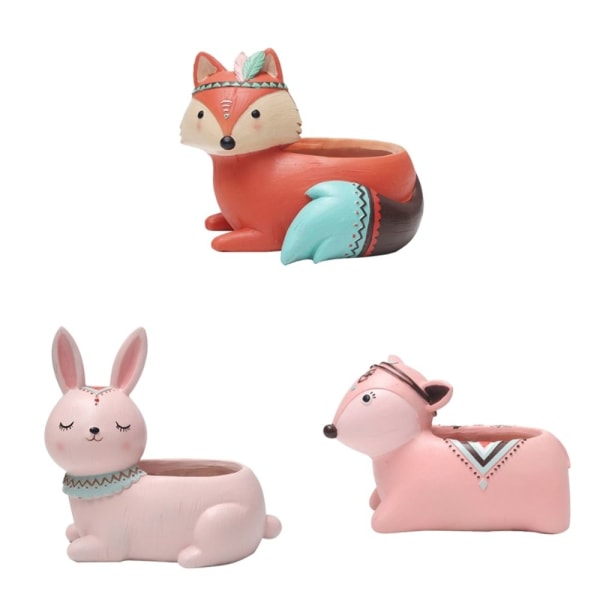 3x Bedårande Djurformade Suckulentkrukor Mini Planter Bordsdekoration Hantverk