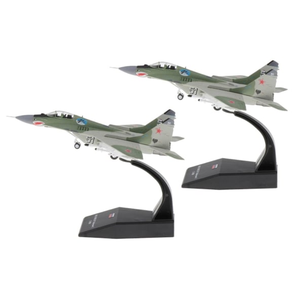 2x 1:100 MIG-29 Flygplan Armémodell Med Displayställ Dekor Samlarobjekt Del