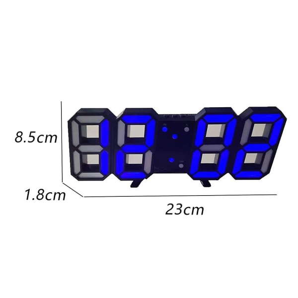 Digital Väggklocka LED Elektronisk Present Väckarklocka Intelligent 3D Digital Klocka Väckarklocka blue