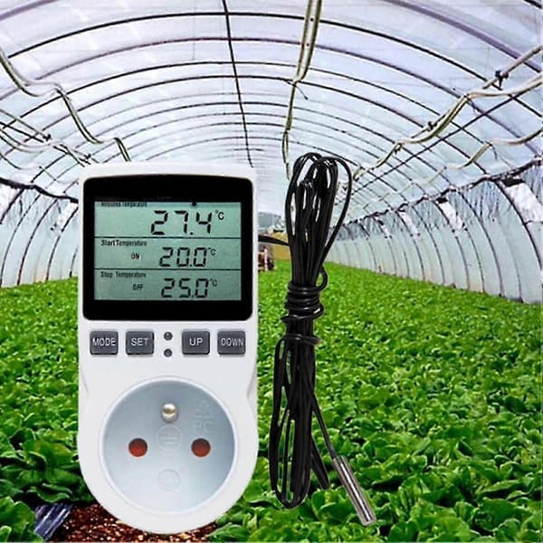 Temperaturregulator 16a 230v stor skærm LCD-display digital termostat stikkontakt til varmemåler [MI]